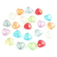 Plated Acrylic Beads, Heart, colorful plated, DIY, mixed colors, 10x5mm, Hole:Approx 2mm, 100PCs/Bag, Sold By Bag
