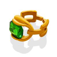 Titanium Steel Δάχτυλο του δακτυλίου, 18K επίχρυσες, κοσμήματα μόδας & διαφορετικό μέγεθος για την επιλογή & μικρο ανοίξει κυβικά ζιρκονία & για τη γυναίκα, χρυσαφένιος, Μέγεθος:6-8, Sold Με PC