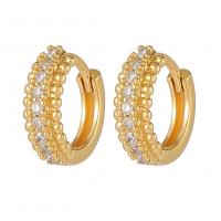 Brass Huggie Hoop Earring, gold color plated, micro pave cubic zirconia & for woman, 5x13mm, Sold By Pair