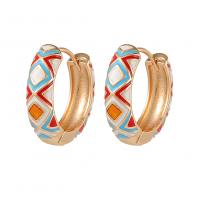 Brass Huggie Hoop Earring, gold color plated, for woman & enamel, more colors for choice, 5.50x20.50mm, Sold By Pair