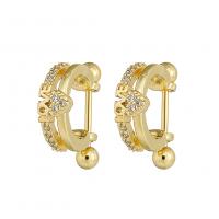 Brass Huggie Hoop Earring gold color plated & micro pave cubic zirconia & for woman Sold By Pair