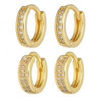 Brass Huggie Hoop Earring, gold color plated, different styles for choice & micro pave cubic zirconia & for woman, Sold By Pair