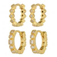 Messing Huggie Hoop Earring, gold plated, verschillende stijlen voor de keuze & micro pave zirconia & voor vrouw, Verkocht door pair