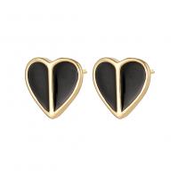 Brass Stud Earring, Heart, gold color plated, for woman & enamel, more colors for choice, 12.50x12.50mm, Sold By Pair