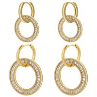 Huggie Hoop Drop Earring, Brass, plated, different size for choice & micro pave cubic zirconia & for woman, more colors for choice, Sold By Pair