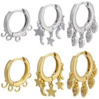 Huggie Hoop Drop Earring Brass plated & micro pave cubic zirconia & for woman Sold By Pair