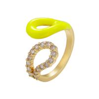 Brass Cuff Finger Ring plated Adjustable & micro pave cubic zirconia & for woman & enamel 21mm Sold By PC