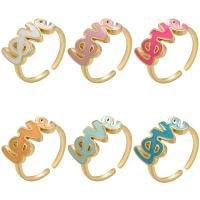Brass Finger Ring gold color plated Adjustable & for woman & enamel 20mm Sold By PC