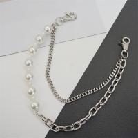 Aluminum Alloy Bag Straps with Plastic Pearl & Zinc Alloy platinum color plated Double Layer & for woman nickel lead & cadmium free Length Approx 16.5 Inch Sold By PC