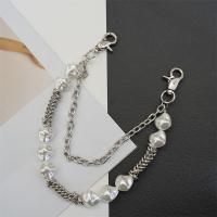Zinc Alloy Bag Straps with Plastic Pearl & Iron platinum color plated Double Layer & for woman Length Approx 45 cm Sold By PC