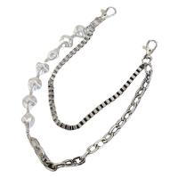 Zinklegierung Taschengurte, mit Kunststoff Perlen & Eisen, Platinfarbe platiniert, Doppelschicht & für Frau, Länge:ca. 50 cm, verkauft von PC