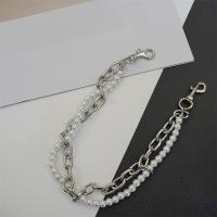 Tibetan Style Bag Straps, with Plastic Pearl & Iron, platinum color plated, Double Layer & punk style & for woman, Length:Approx 46 cm, Sold By PC