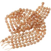Sun Agate Beads, with Seedbead, Square, DIY & faceted, light reddish orange, 7x8x8mm, Sold Per Approx 15.5 Inch Strand