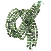 Jasper Stone Bead, med Seedbead, Square, du kan DIY, grøn, 6x6x6mm, Solgt Per Ca. 15.5 inch Strand