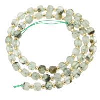 prehnite perla, with Seedbead, Quadrato, DIY & sfaccettati, luce verde, 5x5x5mm, Venduto per Appross. 15.5 pollice filo