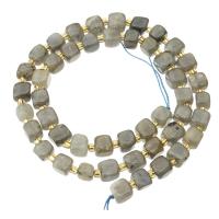 Perles en labradorite, avec Seedbead, cadre, DIY, gris, 6x6x6mm, Vendu par Environ 15.1 pouce brin