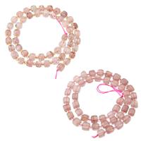 Natural Quartz Jewelry Beads Strawberry Quartz with Seedbead Square DIY pink Sold Per Approx 16 Inch Strand