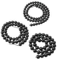 Perles en labradorite, Rond, DIY & normes différentes pour le choix, noire, Vendu par Environ 15.8 pouce brin