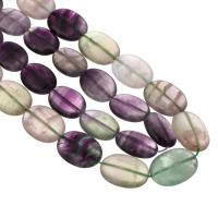 Fluorit Perlen, Buntes Fluorit, oval, DIY & verschiedene Größen vorhanden, farbenfroh, verkauft von Strang