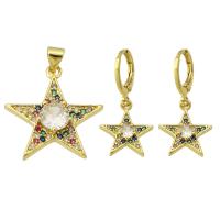 Cubic Zirconia Micro Pave Brass Pendant, Star, gold color plated, fashion jewelry & different styles for choice & micro pave cubic zirconia & for woman, multi-colored, Hole:Approx 3mm, 10PCs/Lot, Sold By Lot