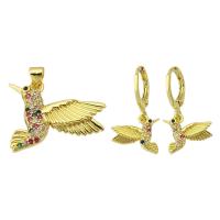 Cubic Zirconia Micro Pave Brass Pendant Bird gold color plated fashion jewelry & micro pave cubic zirconia & for woman multi-colored Approx 3mm Sold By Lot