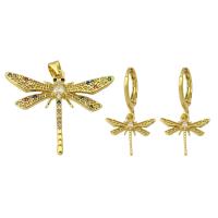 Cubic Zirconia Micro Pave Brass Pendant, Dragonfly, gold color plated, fashion jewelry & different styles for choice & micro pave cubic zirconia & for woman, multi-colored, Hole:Approx 4mm, 10PCs/Lot, Sold By Lot