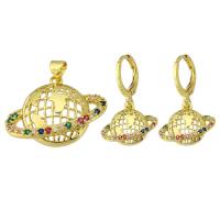 Cubic Zirconia Micro Pave Brass Pendant gold color plated fashion jewelry & micro pave cubic zirconia & for woman multi-colored Approx 3mm Sold By Lot