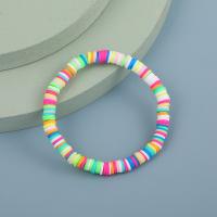 Polymer Clay Bracelet, with Acrylic, Flat Round, for woman & enamel, more colors for choice, 6mm, Length:Approx 17.5 cm, Sold By PC