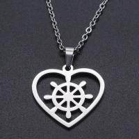 Titanstahl Halskette, Herz, für Frau & hohl, keine, 21x21mm, Länge:ca. 45 cm, ca. 10PCs/Tasche, verkauft von Tasche