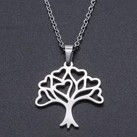 Titanstahl Halskette, Baum des Lebens, für Frau & hohl, keine, 21x23mm, Länge:ca. 45 cm, ca. 10PCs/Tasche, verkauft von Tasche