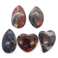 Dragon Blood stone Pendant, random style & 5 pieces, 35x45-25x55mm, 5PCs/Set, Sold By Set