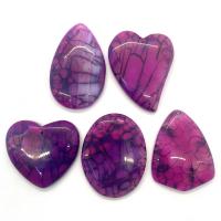 Agate Jewelry Pendants Dragon Veins Agate random style & 5 pieces purple pink 35x45- Sold By Set