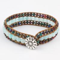 Gemstone Bracelets, Natural Stone, with Tibetan Style, silver color plated, multilayer & Unisex, mixed colors, Length:7.09 Inch, Sold By PC