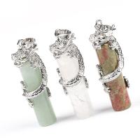 Gemstone Pendants Jewelry, Brass, with Gemstone, platinum color plated, different materials for choice & Unisex, nickel, lead & cadmium free, 13x12x47mm, Sold By PC