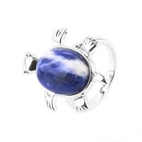 Natural Gemstone Finger Ring Zinc Alloy with Gemstone Turtle & for woman nickel lead & cadmium free Sold By PC