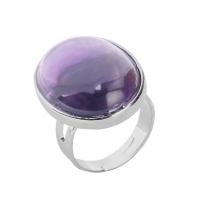 Natural Gemstone Finger Ring, Brass, with Gemstone, platinum color plated, different materials for choice & for woman, nickel, lead & cadmium free, 20x27mm, Sold By PC