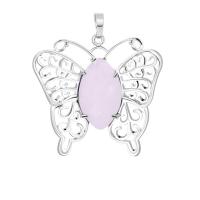 Gemstone Pendants Jewelry Zinc Alloy with Gemstone Butterfly platinum color plated & Unisex nickel lead & cadmium free Sold By PC