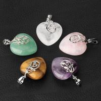 Gemstone Pendants Jewelry Zinc Alloy with Gemstone Heart platinum color plated & for woman nickel lead & cadmium free Sold By PC