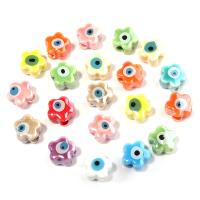 Printing Porcelain Beads, Flower, DIY & evil eye pattern, more colors for choice, 10x7mm, Hole:Approx 3.5mm, 10PCs/Bag, Sold By Bag
