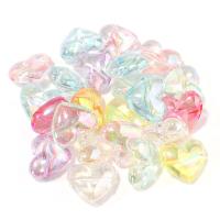 Perles  acrylique plaqué , coeur, Placage coloré, DIY & transparent, couleurs mélangées, 17x8.50mm, Trou:Environ 1.6mm, 50PC/sac, Vendu par sac