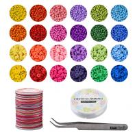 Polymer Clay DIY Bracelet Set Elastic Thread & cord & beads & tweezers with Glass Beads & Plastic Box silver color plated 24 cells mixed colors Sold By Set