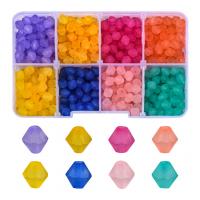 Frosted akryl perler, med Plastboks, du kan DIY & 8 celler, blandede farver, 5.5X6mm,105x66x23mm, Hole:Ca. 1.5mm, Solgt af Box