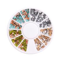 3D Nail Art Decoration, Resin, with Plastic Box, plated, DIY & 12 cells, mixed colors, 3mm,60x9mm, Sold By Box