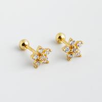 Boucle d'oreille bijoux en argent sterling, Argent sterling 925, fleur, Placage, pour femme & avec strass, plus de couleurs à choisir, 12x6.80mm, Vendu par paire
