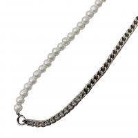 Plastic Pearl Necklace Zinc Alloy with Plastic Pearl & Iron with 2.75inch extender chain platinum color plated punk style & Unisex Length Approx 19.6 Inch Sold By PC