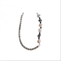 Shell Pearl colar, with Rochas vulcânicas & liga de zinco, cromado de cor platina, joias de moda & para mulher, comprimento Aprox 21.2 inchaltura, vendido por PC