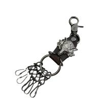 Zinc Alloy Key Clasp Cowhide with Zinc Alloy Wolf plated punk style & Unisex 200mm Sold By PC