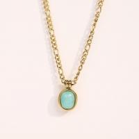 Titanium Steel Necklace with ​Amazonite​ with 2.36inch extender chain 18K gold plated fashion jewelry & for woman golden Length Approx 16.14 Inch Sold By PC