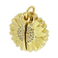 Cubic Zirconia Micro Pave Brass Pendant, gold color plated, fashion jewelry & DIY & micro pave cubic zirconia & for woman, golden, 18x18x5mm, Hole:Approx 3mm, 10PCs/Lot, Sold By Lot