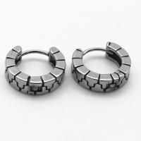 Stainless Steel Huggie Hoop Earring, 316 Stainless Steel, vintage & Unisex & blacken, 14.60x15.20x4.40mm, Sold By Pair